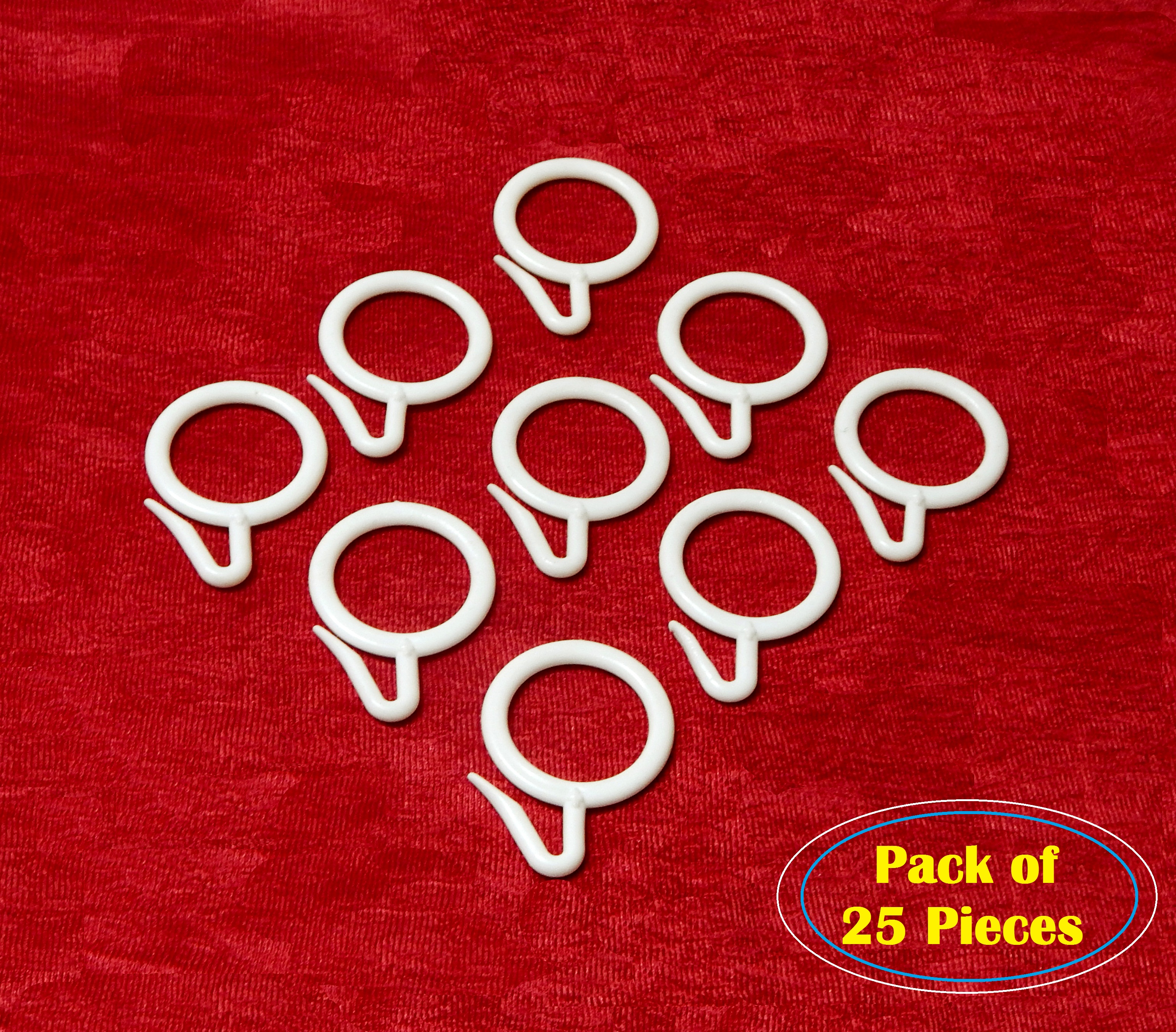 Heavy-duty White Solid Curtain Plighted Ring Hooks Centre Supporter for Rod-Pocket Style Curtains Best fit with 1 inch rods. 